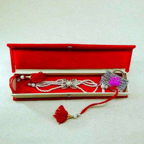 Treasurable Pearl Rakhi With Rakhi Gift Box