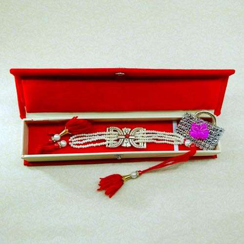 Alluring Pearl Rakhi With Rakhi Gift Box