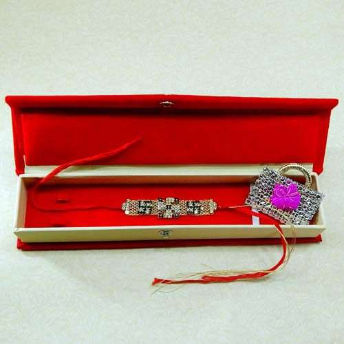 Exceptional Swastik Rakhi With Rakhi Gift Box - USA Delivery