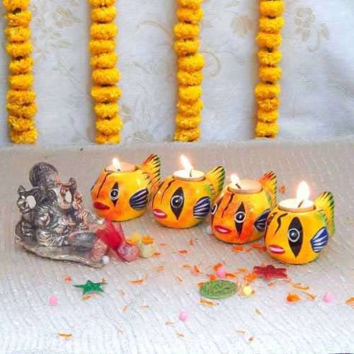 Lord Ganesh With Diya - Canada Delivery Only