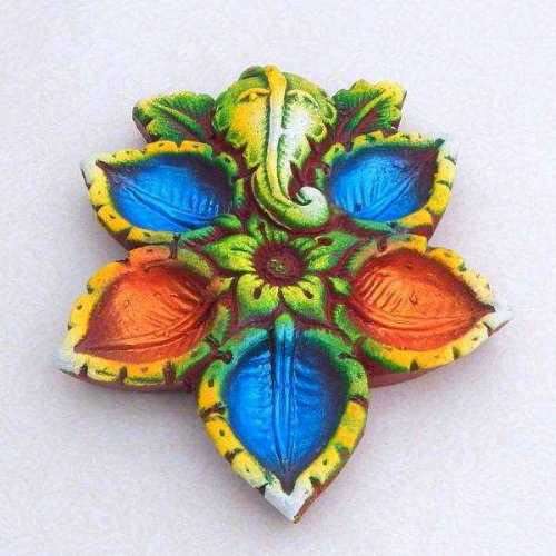 Lord Ganesh Terracotta Panch Diya