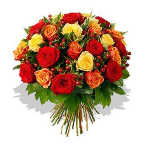 35 Orange Red And Yellow Roses