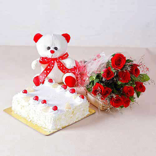Flower's Cake & Teddy - India Delivery Only