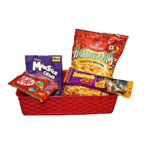 Basket With Chocolates & Namkeen