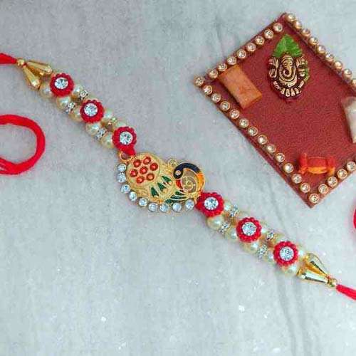 Concatenated Peacock Rakhi - Canada Delivery Only