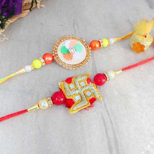 Auspicious Swastik Rakhi Set