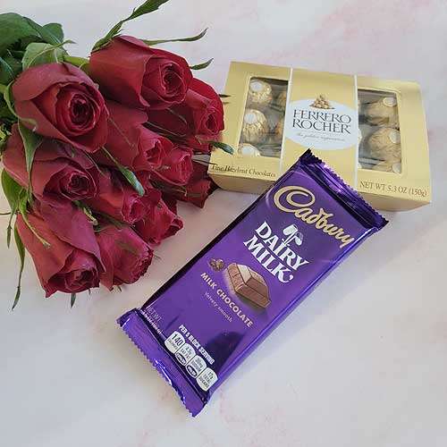 Chocolates With Red Roses  - USA Direct