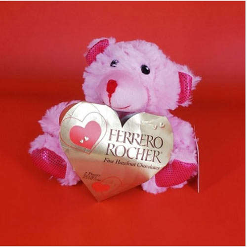 Heart Shape Ferrero with Lovely Teddy - Canada Direct