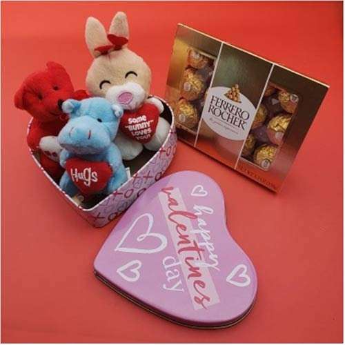 Teddy Set for Valentine with Ferrero - Canada Direct