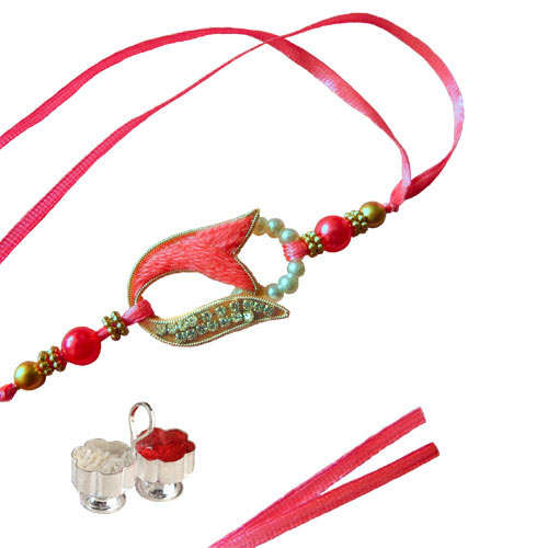 Pink & Golden Pearls Rakhi