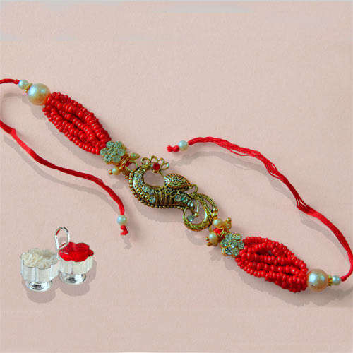 Peacock Shape Metal Rakhi