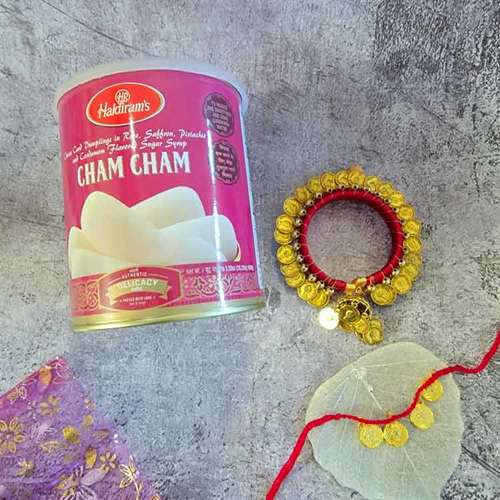 Cham Cham With One Bhaiya Bhabhi  Rakhi Set - USA Direct