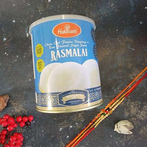 Rasmalai 1Kg With Three Designer Rakhi Set - USA Delivery Direct