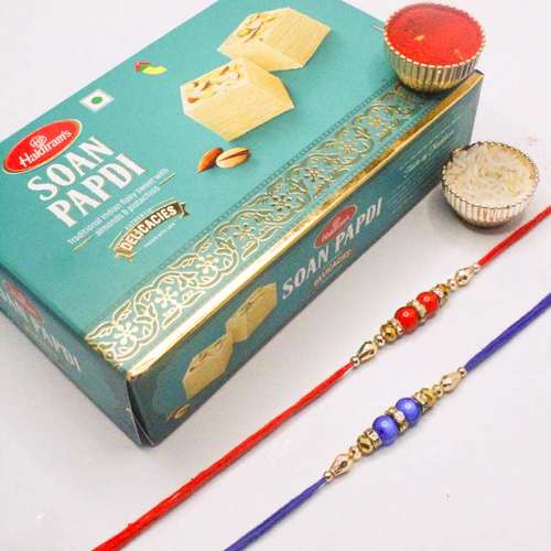 Soan Papdi With 2 Designer Rakhis - USA Delivery Direct