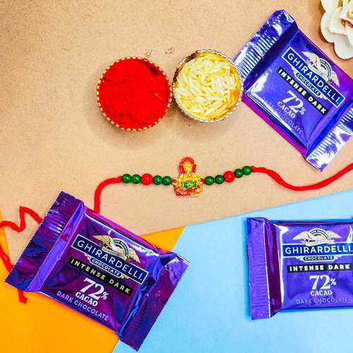 Ghirardelli Mini With One Designer Rakhi - USA Delivery Direct