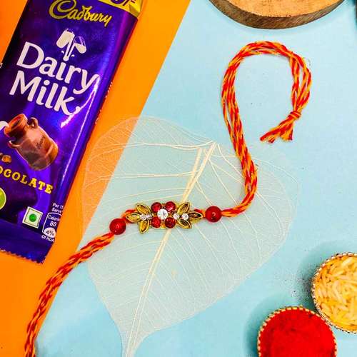 Dairy Milk Chocolate With 1 Designer Rakhi - USA Delivery Direct