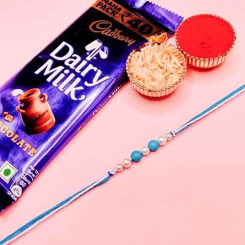 Beautiful Designer Rakhi With Dairy Milk  - USA Delivery Direct