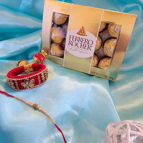 Bhaiya Bhabhi Rakhi Set With Ferrero rocher - USA Deliver Direct