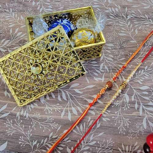 Lindt Lindor With Two Designer Rakhi Set  - USA Delivery Direct