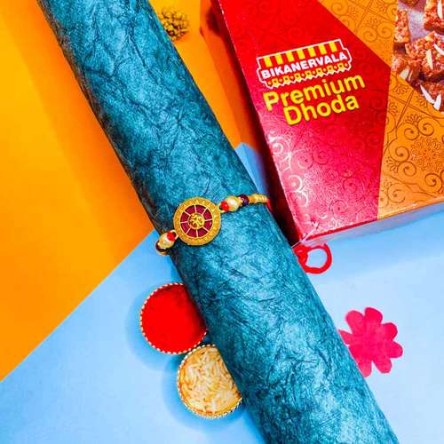 Dhoda Burfi With One Designer Rakhi - USA Delivery Direct