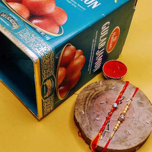 Gulab jamun With Two Designer Rakhi - Australia Delivery Direct