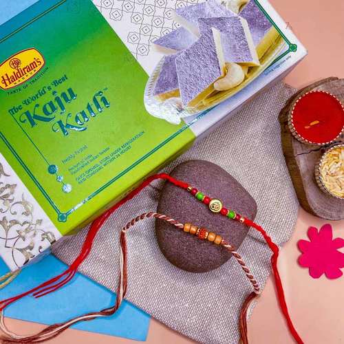 Kaju Katli With Two Designer Rakhi - Australia Delivery Direct