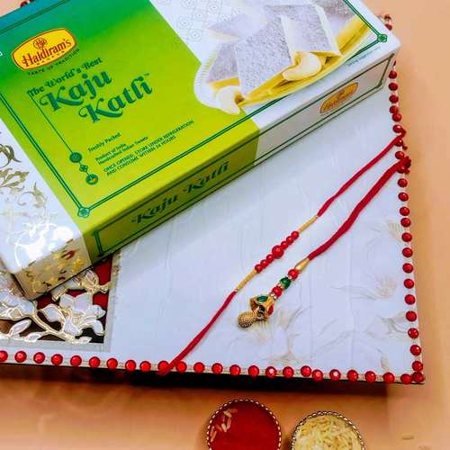 Cute Bhaiya Bhabhi Rakhi Set With Kaju Katli  - Australia Direct