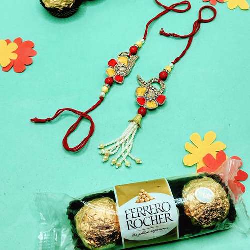 Ferrero Rocher With Bhaiya Bhabhi Rakhi Pair - Australia Direct