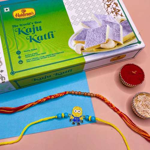 Kaju katli With 1 Kid Or 1 Designer Rakhi  - Australia Direct