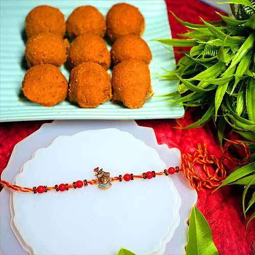 Krishna Cascade Rakhi Gift - USA Delivery Only