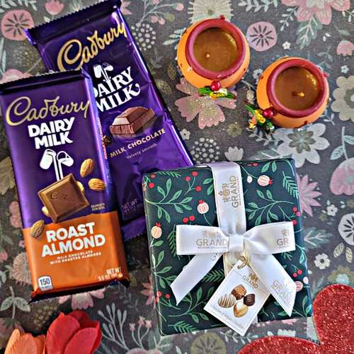 Assorted Chocolate With Diya - USA Delivery Direct