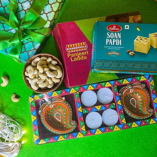Diya Set with T-Light & Sweets - USA Delivery Direct