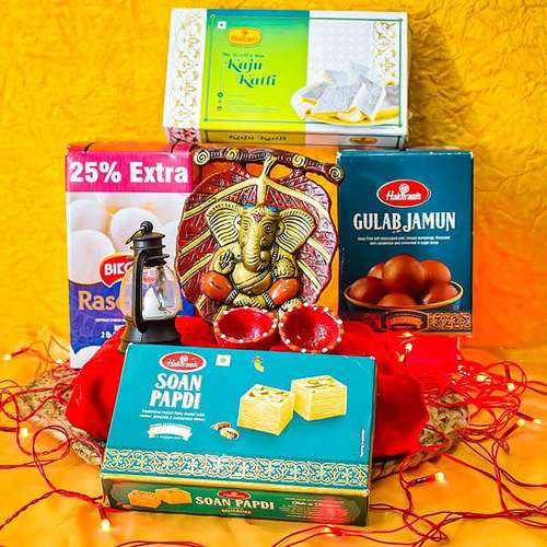 Leaf Wall Hanging Ganesha & Sweets - USA Delivery Direct