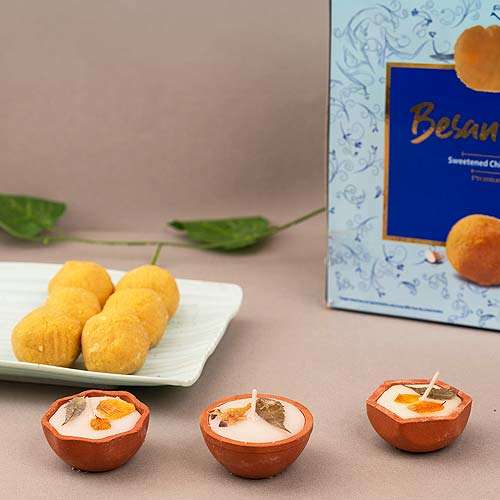 Besan Laddu & Diya - USA Delivery Direct