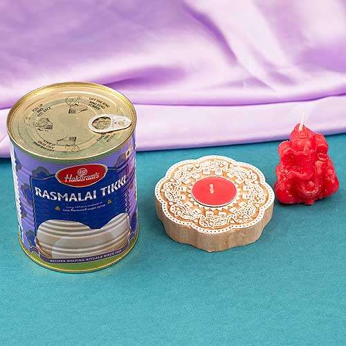 Ganesha Idol - Tea Light - Rasmalai - USA Delivery Direct