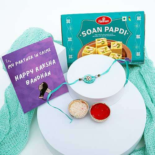 Designer Rakhi With Soan Papdi - Australia Delivery Direct