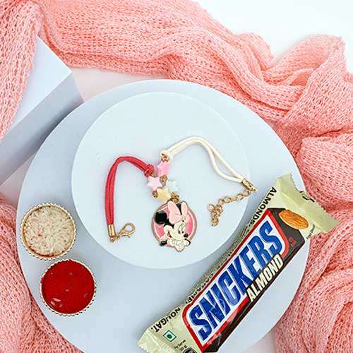 Minnie Mouse Rakhi & Snicker Bar - Australia Delivery Direct