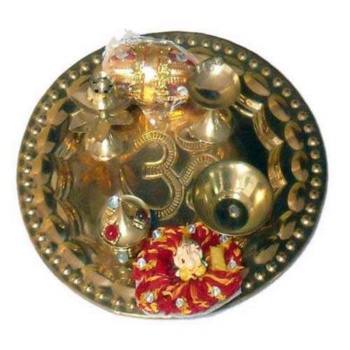 Designer Brass Puja Thali - India To Canada Delivery