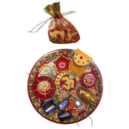 Om Puja Thali With Dry Fruits
