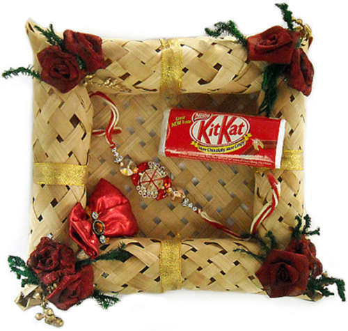Cane Rakhi Puja Thali  - USA Delivery Only