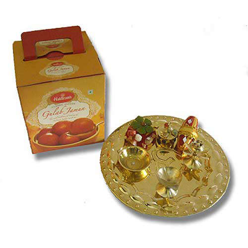 Brass Thali & Gulab jamun 18 ( India Delivery)