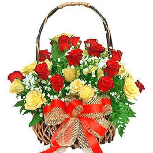 Red And Yellow Rose Basket