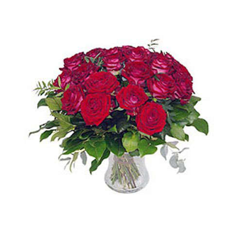 12 Premium Roses in Vase - Spain Delivery Only