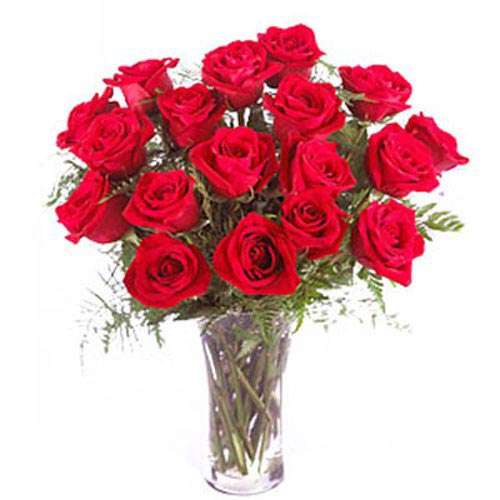18 Red Roses In Vase - Sweden  Delivery Only