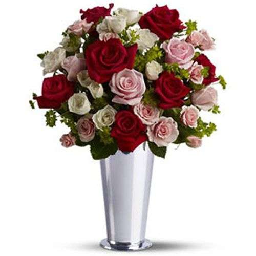 White Pink and Red Roses - Argentina Delivery Only