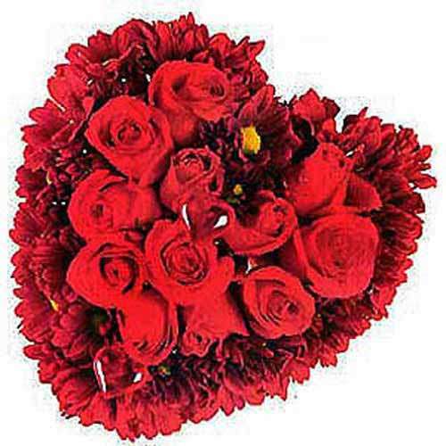 Heart Shaped Arrangement Of Roses