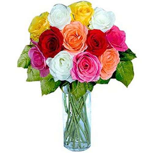 12 Short Stem Mixed Roses - Azerbaijan Delivery Only
