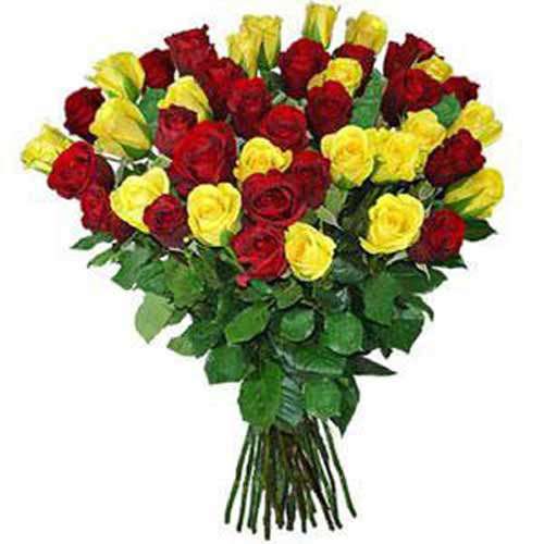 24 Yellow And Red Roses Bouquet - China Delivery Only