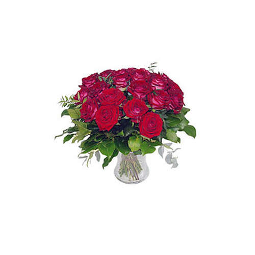 12 Premium Roses In Vase - Malaysia Delivery Only