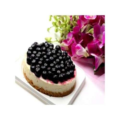 Flowers With Blueberry Cake - Japan Delivery Only